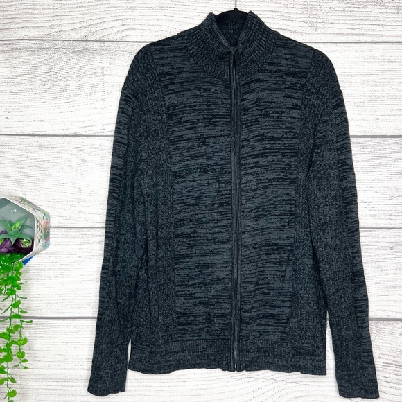 Calvin Klein Charcoal Gray & Black Full Zip Knit SweaterJacket Men’s Size XL - Picture 1 of 10